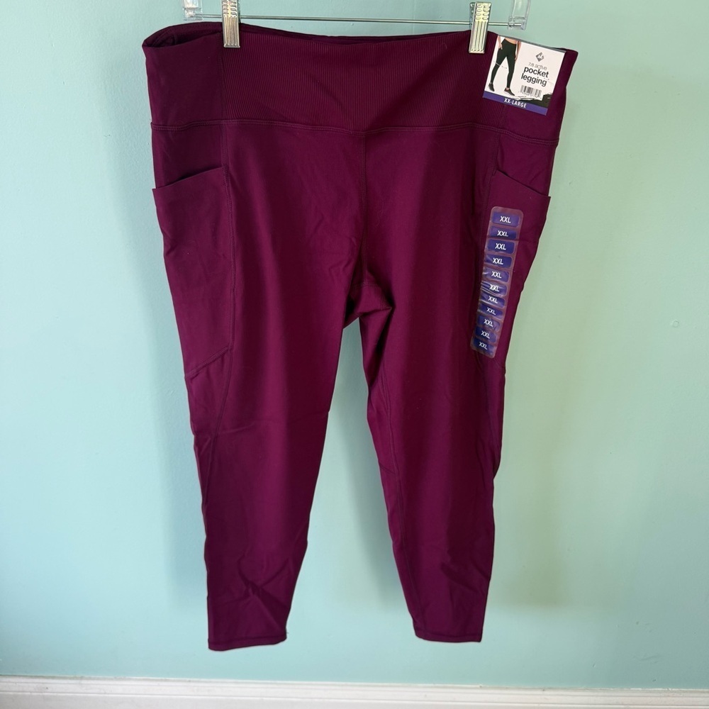 Member's Mark Women Active Perforated Pocket Burgundy HW 7/8 Legging Size XXL